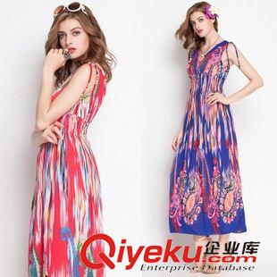 速賣(mài)通貨源 實(shí)拍 2015歐洲站印花波西米亞度假長(zhǎng)裙沙灘連衣裙速賣(mài)通EBAY原始圖片2