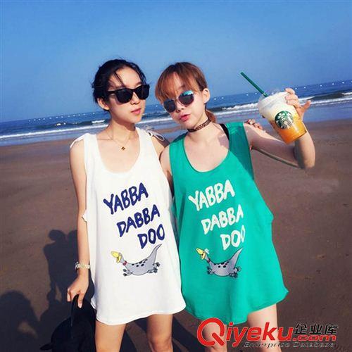 速賣通貨源 669#夏天的味道韓國(guó)夏小恐龍寬松顯瘦修身背心無(wú)袖T恤上衣女原始圖片2