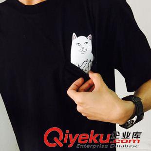 Ebay.亞馬遜 熱賣 {dj2}定制 中指口袋賤貓 T恤 情侶百搭原宿大碼短袖原始圖片2