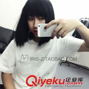 Ebay.亞馬遜 熱賣 {dj2}定制 中指口袋賤貓 T恤 情侶百搭原宿大碼短袖原始圖片3