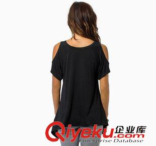 Ebay.亞馬遜 熱賣 夏季女裝ebay速賣通熱賣歐美風V領露肩短袖魚尾不規則下擺T恤