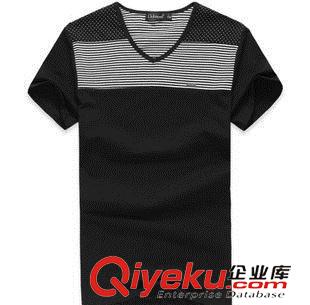 T恤 專業(yè)定做純棉撞色V領男t恤  男裝短袖T恤 夏裝體恤原始圖片2