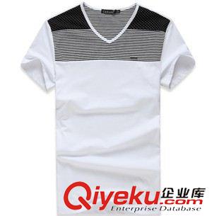 T恤 專業(yè)定做純棉撞色V領男t恤  男裝短袖T恤 夏裝體恤原始圖片3
