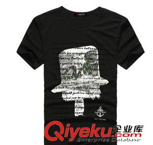 T恤 廠家供應(yīng)OEM貼牌定制男士短袖t恤 植絨印花半袖T恤 打底衫原始圖片2