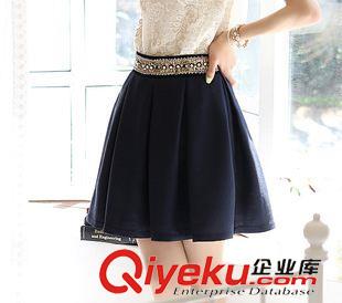 夏裝休閑套裝 2014夏季 韓版蕾絲短袖襯衫刺繡蕾絲釘珠襯衫短袖雪紡衫+短裙原始圖片2