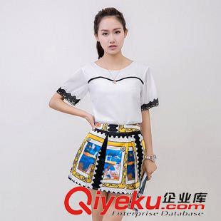 夏裝休閑套裝 2015夏季女裝韓版套裝短袖兩件套印花半身裙修身連衣裙原始圖片3