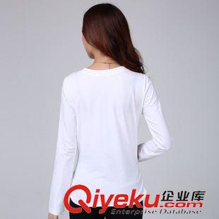 未分類 2014春秋新款 百搭V領蝴蝶手工釘珠純棉女裝修身 長袖t恤女原始圖片3
