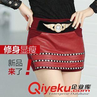 未分類 2014新款女裝韓版拼接pu皮裙修身包臀裙秋冬短裙半身裙原始圖片2