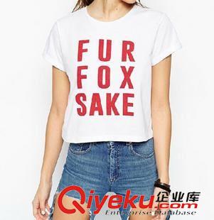 短袖.T恤 2015夏季新款女装上衣欧美Fur Fox Sake字母宽松短款T恤