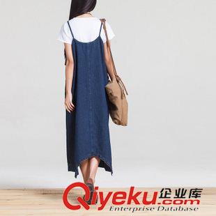 背帶褲 2015春秋新款吊帶褲寬松大碼吊檔牛仔九分褲裙原始圖片2