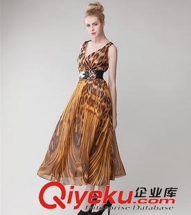 無袖連衣裙 2015歐美 春夏新款 豹紋漸變色 性感 禮服裙 大擺長裙原始圖片3