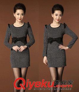 長(zhǎng)袖連衣裙 2014秋裝新品 蝴蝶結(jié)黑白波點(diǎn)修身長(zhǎng)袖連衣裙廠(chǎng)家直批原始圖片2