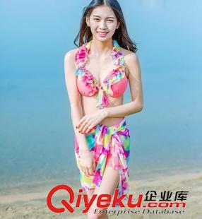 泳衣 韓國bikini性感花邊分體平角裙式bjn泳衣鋼托聚攏女泳裝原始圖片2