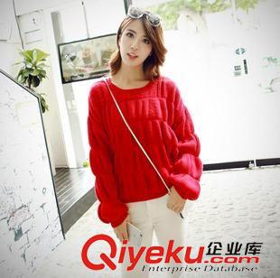 2015.09.11 2015秋季新品純色寬松圓領(lǐng)套頭溫暖毛衣女長袖針織衫潮原始圖片2