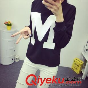 實拍區 秋季新款韓版女裝衛衣 前短后長開叉字母長袖T恤女