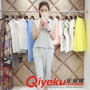 套裝 2015夏季新款闊腿褲女裝兩件套潮 無(wú)袖寬松大碼小香風(fēng)時(shí)尚套裝女原始圖片2