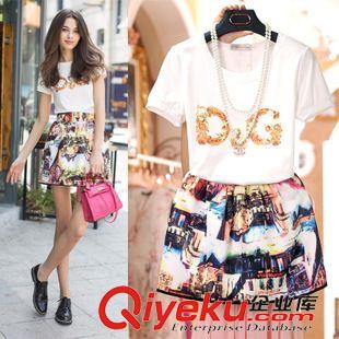 套裝 2015夏裝新款兩件套裝裙 蕾絲上衣+鏤空仙女半身裙 小香風套裝