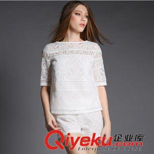 時尚歐美風 歐洲站夏裝新款女裝 蕾絲花邊鏤空小香風套裝 時尚套裝女 東大門原始圖片2
