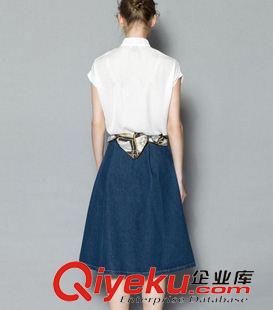 時尚歐美風(fēng) 歐洲站套裝 2015夏裝新款小貓印花襯衫+中長款牛仔裙套裝 東大門原始圖片3