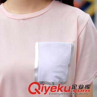 日韓潮流 夏裝新款短袖純色圓領(lǐng)寬松休閑時尚純棉半袖T桖+顯瘦條紋褲套裝原始圖片3
