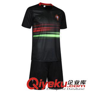 6.10新款 15新款葡萄牙足球衣 男黑色足球服套装 C罗国家队队服 印号 批发