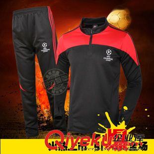 俱樂(lè)部套裝 歐冠新款藍(lán)邊足球訓(xùn)練服套裝 秋冬長(zhǎng)袖足球服 套頭訓(xùn)練服套裝批發(fā)原始圖片2