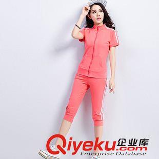 淘寶爆款 2015新款時(shí)尚衛(wèi)衣女兩件套簡約運(yùn)動(dòng)衣休閑短袖套裝女免費(fèi)一件代發(fā)原始圖片3