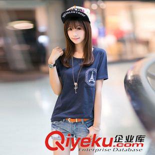 3月第三期 2015女裝新款夏季時(shí)尚個(gè)性貓咪圖案百搭T恤短袖 女式修身印花t恤
