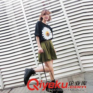短袖 2015夏裝新款t恤女短袖休閑百搭圓領(lǐng)印花寬松顯瘦T恤女上衣 批發(fā)原始圖片3