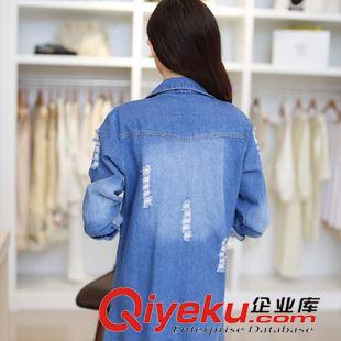 牛仔衫 牛仔外套 女 中長款2015春秋韓版新寬松破洞牛仔衣大碼百搭牛仔褂原始圖片3