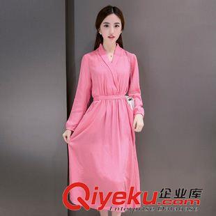連衣裙 實拍2015秋裝新款女裝復古長款裙子長袖棉麻連衣裙原始圖片2
