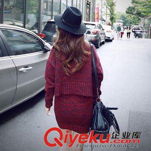 秋季第2波 2015秋冬女裝新品韓國雜色套頭毛衣包臀裙兩件套裝女 好質(zhì)量原始圖片3