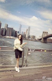 秋冬毛衣 高圓圓明星同款2015秋冬彩虹條紋長袖針織毛衣套頭衫女