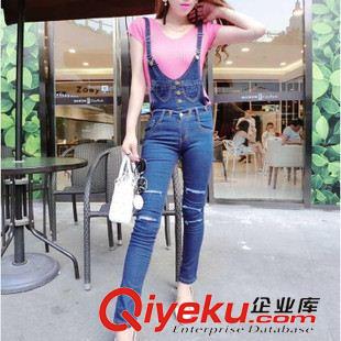牛仔褲 廠家外貿(mào)原單破洞顯瘦牛仔褲2015秋季新品小腳鉛筆褲緊身長(zhǎng)褲女
