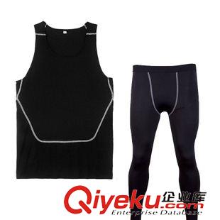 長(zhǎng)褲 夏季男黑色跑步彈力運(yùn)動(dòng)健身衣pro緊身衣無(wú)袖背心長(zhǎng)褲男運(yùn)動(dòng)套裝