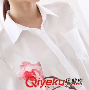 7月第二波 實拍2015秋季女裝新款韓版大碼打底衫長袖印花襯衣修身雪紡衫原始圖片3