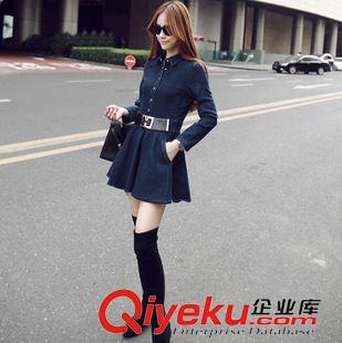 連衣裙 女裝冬裝2015韓版新款顯品味氣質(zhì)修身牛仔連衣裙女裙原始圖片3