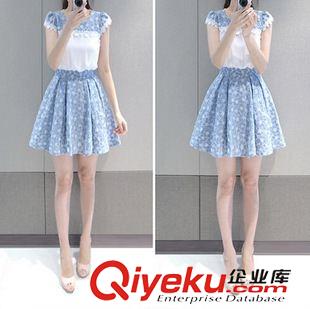 連衣裙 2015夏季裝新款女裝雪紡短袖韓版中長款連衣裙顯瘦蕾絲