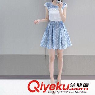 連衣裙 2015夏季裝新款女裝雪紡短袖韓版中長款連衣裙顯瘦蕾絲