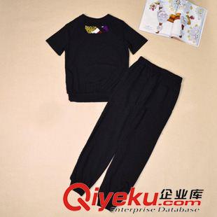 休閑運(yùn)動(dòng)套裝 2015歐洲站春夏新款重工撞色亮片T恤+束腳褲子運(yùn)動(dòng)休閑套裝潮原始圖片3