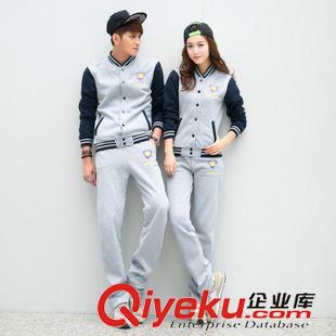 情侶裝--班服 實拍秋冬情侶衛(wèi)衣套裝運動休閑套裝男女抓絨加厚班服棒球服原始圖片2