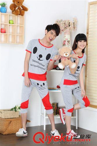 情侶裝--班服 （實(shí)拍）3327#  2014新款修身男女短袖t恤 運(yùn)動(dòng)休閑套裝情侶裝原始圖片2