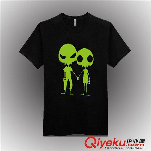 情侶裝--班服 1055R 新款韓版短袖夜光T恤外星人T恤 情侶裝 夜店T恤原始圖片2