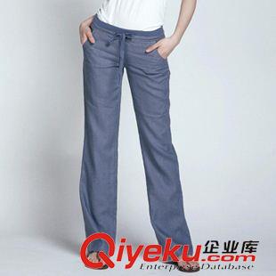 亞麻系列 6011新正品春秋款亞麻女褲子松緊腰女款休閑長褲棉麻褲微喇闊腿褲原始圖片2