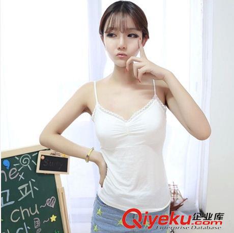 小背心，吊帶衫 莫代爾蕾絲吊帶背心 帶胸墊韓版吊帶衫 百搭女裝打底背心9157#原始圖片2