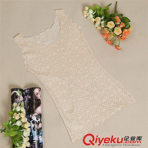 小背心，吊帶衫 818#夏季背心高彈力網(wǎng)紗蕾絲拼接亮片燒花波浪邊背心打底衫原始圖片2