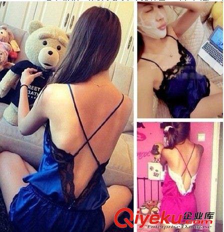 小背心，吊帶衫 9428#春裝新款連體褲 交叉吊帶露背蕾絲勾花性感 睡衣原始圖片2