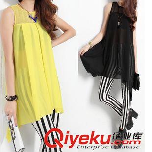 短袖   無袖 連衣裙 9036#實拍 2014夏裝新款大波浪雪紡飄逸女裝 連衣裙  洋裝