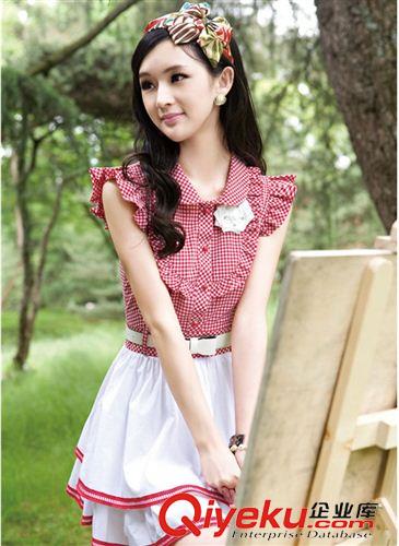短袖   無袖 連衣裙 2014新款韓版夏裝學(xué)生裝阿依蓮連衣裙子zp少女裝淑女公主裙681#原始圖片2