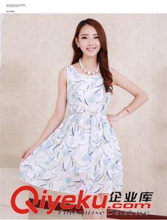短袖   無袖 連衣裙 977#實拍2014夏裝韓版女裝甜美公主雪紡沙灘長裙氣質背心連衣裙